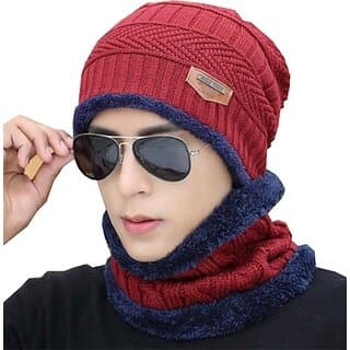 Fashlook Woolen Maroon Casual Winter Cap - Uncategorized | Buy online on ZillyBuy