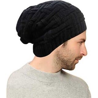 Fashlook Wool Blend Black Casual Winter Cap - Uncategorized | Buy online on ZillyBuy