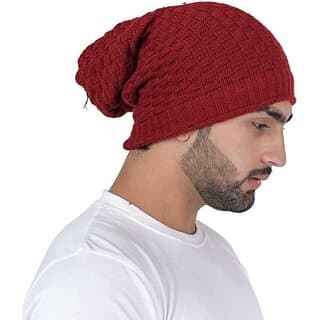 Fashlook Woolen Maroon Casual Winter Cap - Uncategorized | Buy online on ZillyBuy