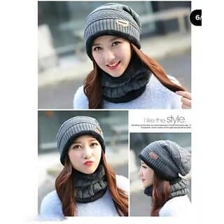 Fashlook Woolen Grey Casual Winter Cap - Uncategorized | Buy online on ZillyBuy