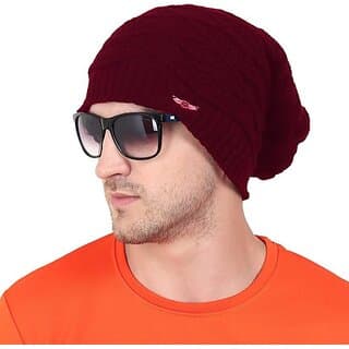 Fashlook Woolen Maroon Casual Winter Cap - Uncategorized | Buy online on ZillyBuy