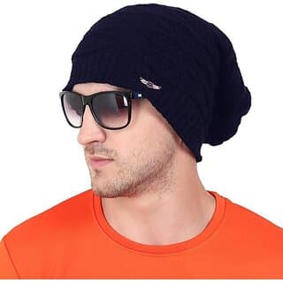 Fashlook Woolen Dark Blue Casual Winter Cap - Uncategorized | Buy online on ZillyBuy