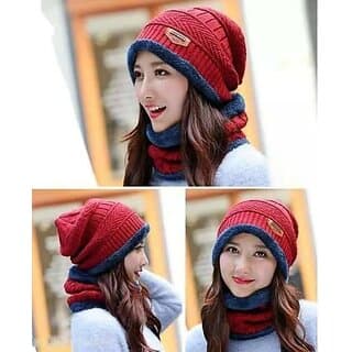 Fashlook Woolen Maroon Casual Winter Cap - Uncategorized | Buy online on ZillyBuy