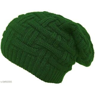 Fashlook Woolen Dark Green Casual Winter Cap - Uncategorized | Buy online on ZillyBuy