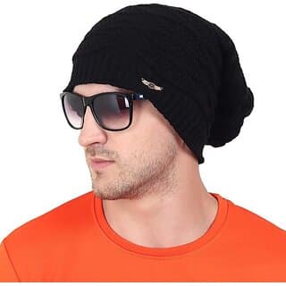 Fashlook Woolen Black Casual Winter Cap - Uncategorized | Buy online on ZillyBuy