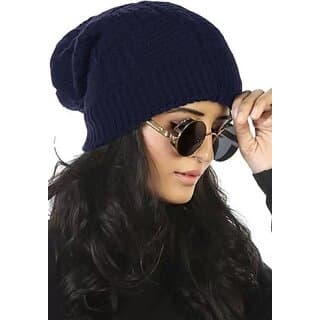 Fashlook Woolen Dark Blue Casual Winter Cap - Uncategorized | Buy online on ZillyBuy