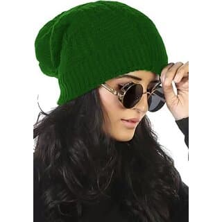 Fashlook Woolen Green Casual Winter Cap - Uncategorized | Buy online on ZillyBuy