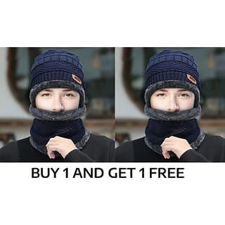 Fashlook Woolen Dark Blue Casual Winter Cap (Pack of 2) - Uncategorized | Buy online on ZillyBuy