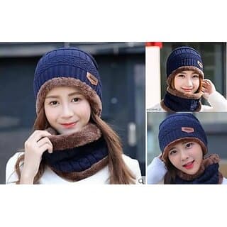 Fashlook Woolen Dark Blue Casual Winter Cap - Uncategorized | Buy online on ZillyBuy