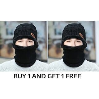 Fashlook Woolen Black Casual Winter Cap (Pack of 2) - Uncategorized | Buy online on ZillyBuy