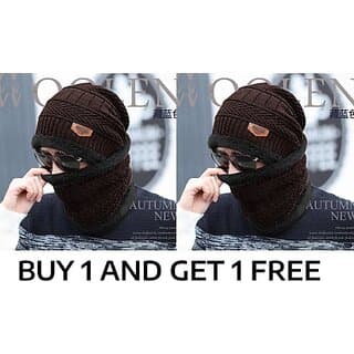 Fashlook Woolen Brown Casual Winter Cap (Pack of 2) - Uncategorized | Buy online on ZillyBuy