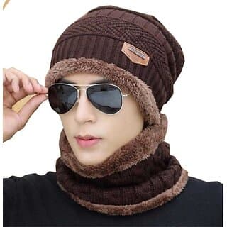 Fashlook Woolen Brown Casual Winter Cap - Uncategorized | Buy online on ZillyBuy