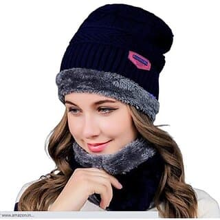 Fashlook Woolen Blue Casual Winter Cap - Uncategorized | Buy online on ZillyBuy