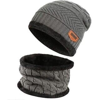 Fashlook Woolen Grey Casual Winter Cap (Pack of 2) - Uncategorized | Buy online on ZillyBuy