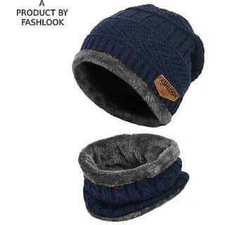 Fashlook Woolen Dark Blue Casual Winter Cap (Pack of 2) - Uncategorized | Buy online on ZillyBuy