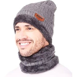 Fashlook Woolen Grey Casual Winter Cap - Uncategorized | Buy online on ZillyBuy