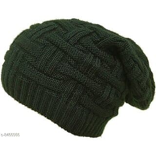 Fashlook Woolen Green Casual Winter Cap - Uncategorized | Buy online on ZillyBuy