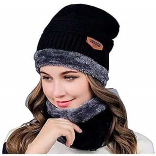Fashlook Woolen Black, Grey Casual Winter Cap (Pack of 2) - Uncategorized | Buy online on ZillyBuy