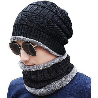 Fashlook Woolen Black Casual Winter Cap - Uncategorized | Buy online on ZillyBuy