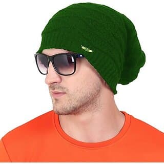 Fashlook Woolen Green Casual Winter Cap - Uncategorized | Buy online on ZillyBuy