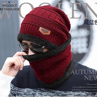 Fashlook Woolen Maroon Casual Winter Cap - Uncategorized | Buy online on ZillyBuy