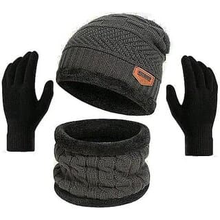 Fashlook Woolen Grey Casual Winter Cap (Pack of 1) - Uncategorized | Buy online on ZillyBuy