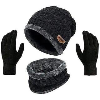 Fashlook Woolen Black Casual Winter Cap (Pack of 1) - Uncategorized | Buy online on ZillyBuy