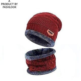 Fashlook Woolen Maroon Casual Winter Cap (Pack of 2) - Uncategorized | Buy online on ZillyBuy