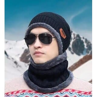 Fashlook Woolen Black Casual Winter Cap - Uncategorized | Buy online on ZillyBuy