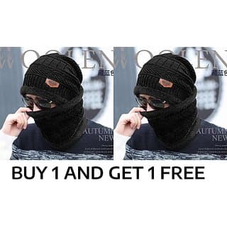 Fashlook Woolen Black Casual Winter Cap (Pack of 2) - Uncategorized | Buy online on ZillyBuy