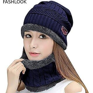 Fashlook Woolen Dark Blue Casual Winter Cap - Uncategorized | Buy online on ZillyBuy