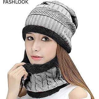 Fashlook Woolen Grey Casual Winter Cap - Uncategorized | Buy online on ZillyBuy