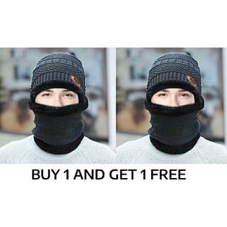 Fashlook Woolen Grey Casual Winter Cap (Pack of 2) - Uncategorized | Buy online on ZillyBuy