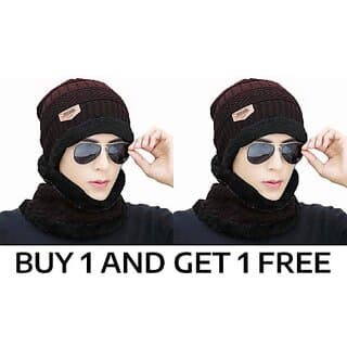 Fashlook Woolen Brown Casual Winter Cap (Pack of 2) - Uncategorized | Buy online on ZillyBuy