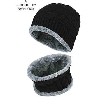 Fashlook Woolen Black Casual Winter Cap (Pack of 2) - Uncategorized | Buy online on ZillyBuy