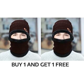 Fashlook Woolen Brown Casual Winter Cap (Pack of 2) - Uncategorized | Buy online on ZillyBuy