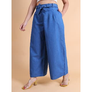 Granth Fashion Premium Denim Comfortable Palazzo (Light Blue) - Uncategorized | Buy online on ZillyBuy