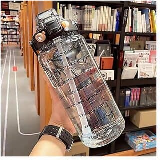 Contemporary Reusable Water Bottle with Time Markings 2 Litre Transparent Best Usage for Office/School/College/Gym/Travel Bottle | BPA-Free Fitness Sports Bottle - Kitchen Storage and Containers | Buy online on ZillyBuy