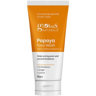 Globus Naturals Papaya Face Wash with Coffee  VitaminE  helps unclog pores and reduces breakouts Suitable for All Skin Types 50gm - Skin Care - Face Cleansers | Buy online on ZillyBuy