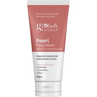 Globus Naturals Pearl Face Wash with VitaminE  Niacinamide keeps skin moisturised  controls dryness Suitable for Normal to Dry Skin 50gm - Skin Care - Face Cleansers | Buy online on ZillyBuy