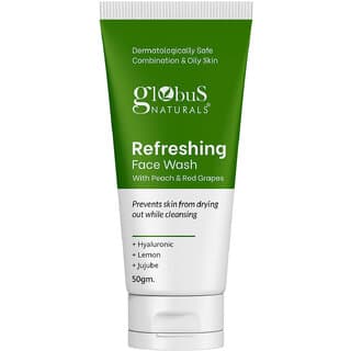 Globus Naturals Refreshing Face Wash with Peach  Red Grapes For anti aging and moisturising Suitable for Combination  Oily Skin 50gm - Skin Care - Face Cleansers | Buy online on ZillyBuy