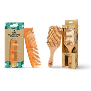 IMECO Neem Wood Dual Tooth Comb  Bamboo Paddle Hair Brush for Men  Women (Pack of 2) - Hair Oils, Care, and Styling | Buy online on ZillyBuy