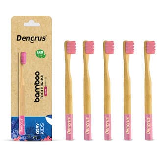 DENCRUS Orby Kids Bamboo Toothbrush Soft Bristles For Gentle Cleaning - Pack of 5 (Pink) - Oral Care | Buy online on ZillyBuy