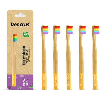 DENCRUS Orby Kids Bamboo Toothbrush Soft Bristles For Gentle Cleaning - Pack of 5 (Rainbow) - Oral Care | Buy online on ZillyBuy