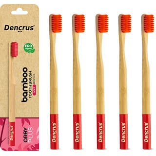 DENCRUS Orby Plus Bamboo Toothbrush For Adults Soft Bristles For Gentle Cleaning - Pack of 5 (Red) - Oral Care | Buy online on ZillyBuy
