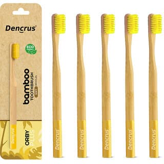 DENCRUS Orby Plus Bamboo Toothbrush For Adults Soft Bristles For Gentle Cleaning - Pack of 5 (Yellow) - Oral Care | Buy online on ZillyBuy