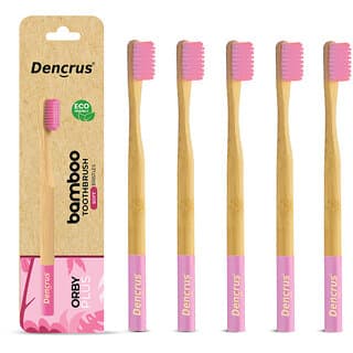 DENCRUS Orby Plus Bamboo Toothbrush For Adults Soft Bristles For Gentle Cleaning - Pack of 5 (Pink) - Oral Care | Buy online on ZillyBuy