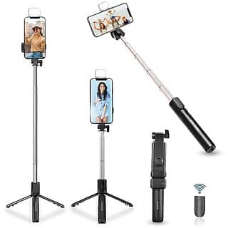 K2 Selfie Stick with Tripod Stand 3 in 1 Multifunctional design Rechargable LED Light with Two Brighness Levels for Make up Selfie Vlogging  Photo Shoot Selfie stick with Bluetooth Remote - Tripod | Buy online on ZillyBuy