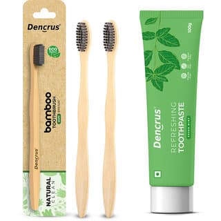 DENCRUS Mint Toothpaste And Natural Clean Toothbrush (Pack of 2), Mint Oral Care Combo - Oral Care | Buy online on ZillyBuy