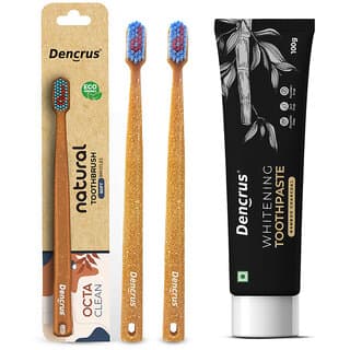 (Pack of 2) DENCRUS Charcoal Toothpaste And Octa Clean Bamboo Toothbrush , Charcoal Oral Care Combo - Oral Care | Buy online on ZillyBuy